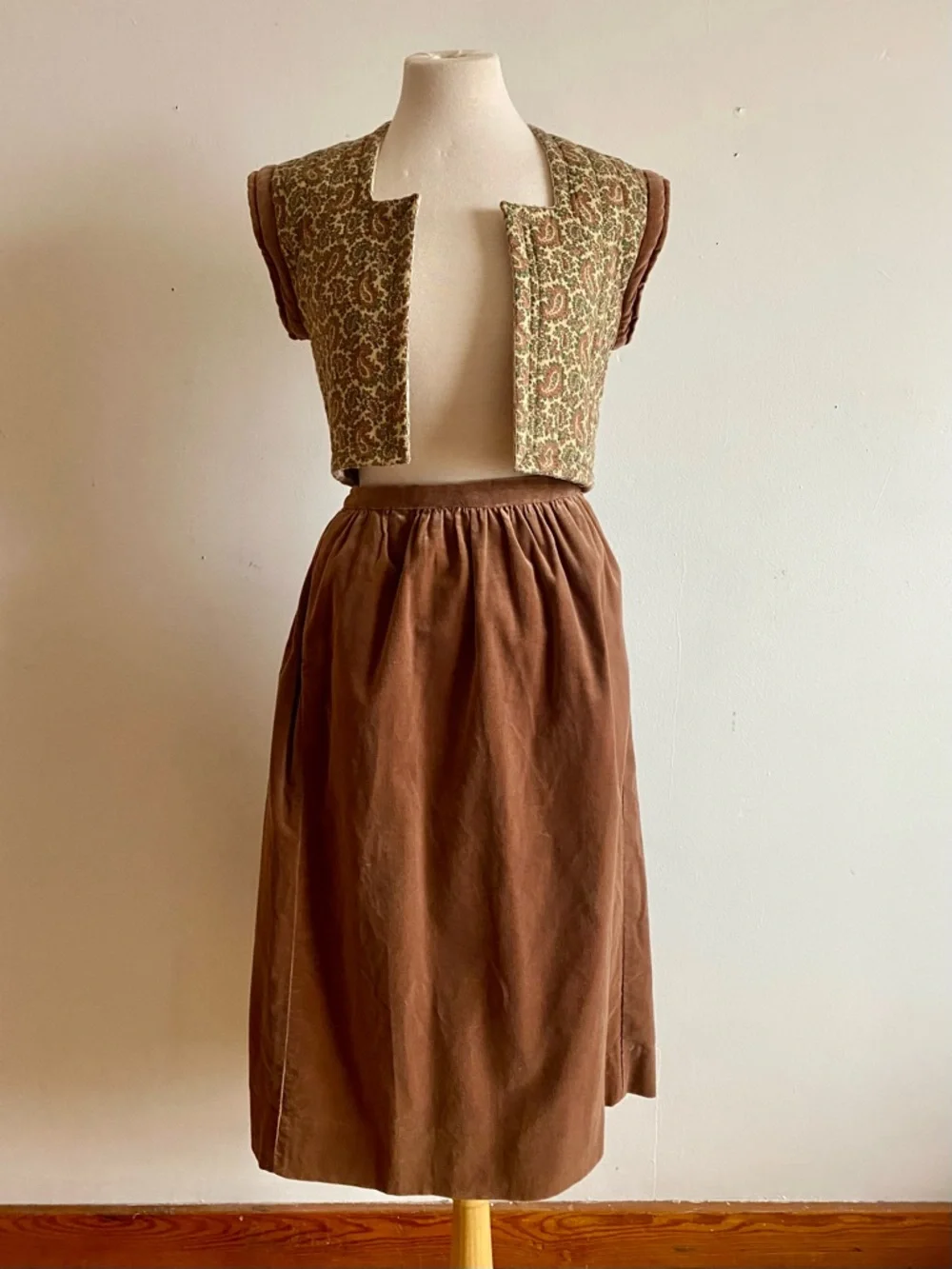 Vintage Suttles & Seawinds Skirt Vest Set Autumnal Paisley Vicki Lynn Bardon XS - Picture 8 of 16